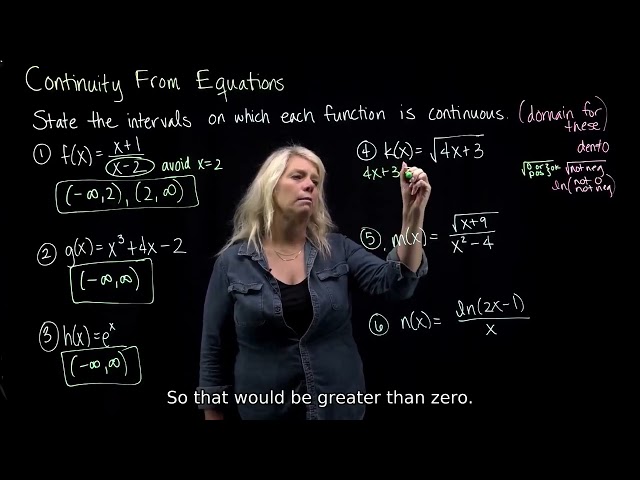 Continuity from Equations Examples