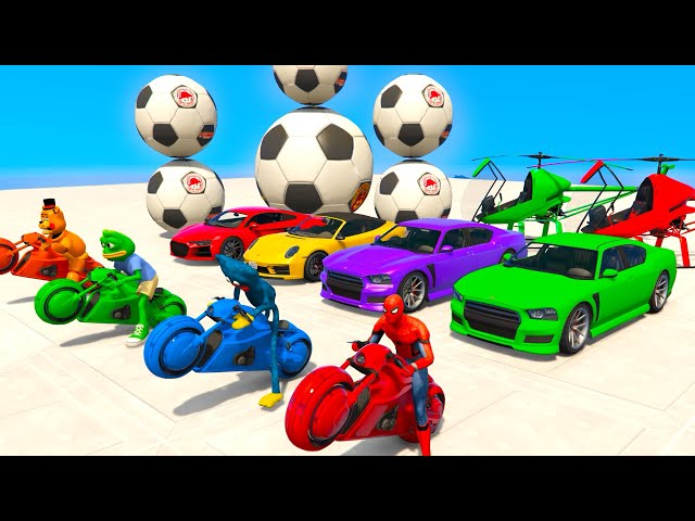 الرجل العنكبوت على الدراجات النارية والسيارات   Spiderman on motorcycles and cars challenge GTA 5