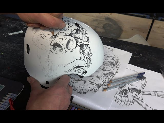 paint a helmet with pencils only - ETOE Designs