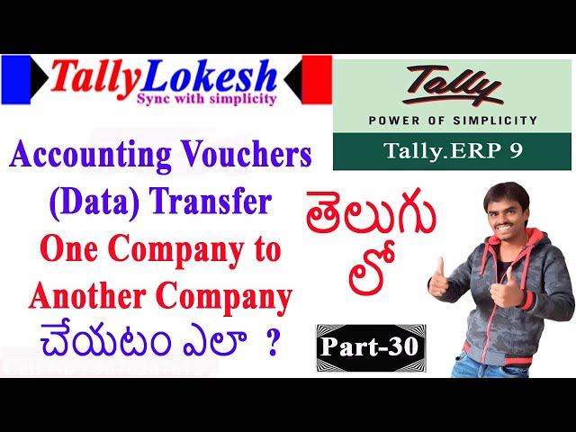 Export and Import Accounting Vouchers from one company to another company in Tally | Telugu |