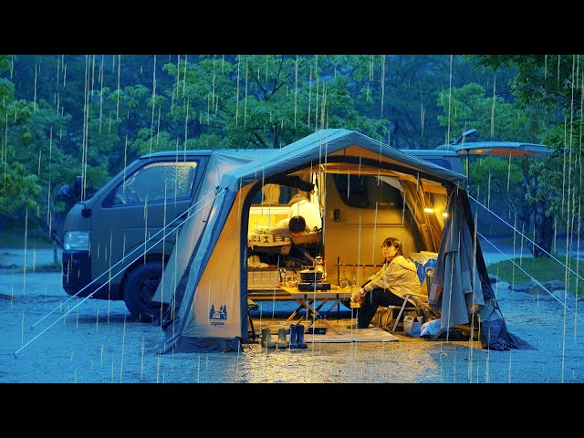 [CAR CAMPING] Sleeping in heavy rain|Camping in nature|Relaxing|House tent|VanLife |ASMR|23