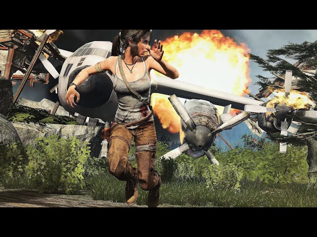 Lara Escapes Crashing Plane Scene - Tomb Raider Definitive Edition PC [4K HDR 60FPS]