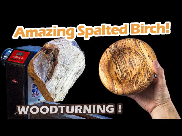 Woodturning Spalted Birch - Decorative Wood Bowl - Asmr