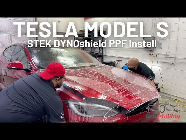 Red Tesla Model S - STEK DYNOshield Front End +Rear Bumper Paint  Protection Film Install