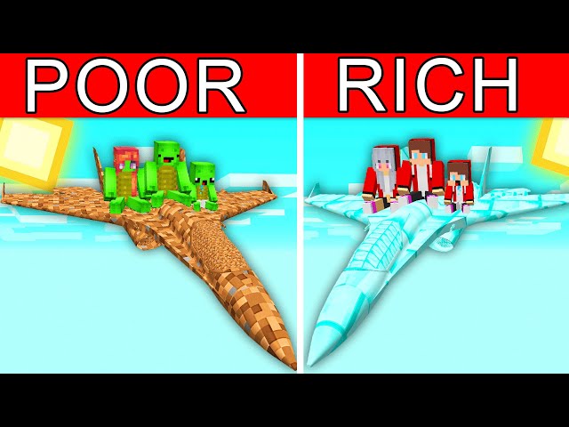 Mikey Family & JJ Family - POOR vs RICH : Jet Build Challenge in Minecraft