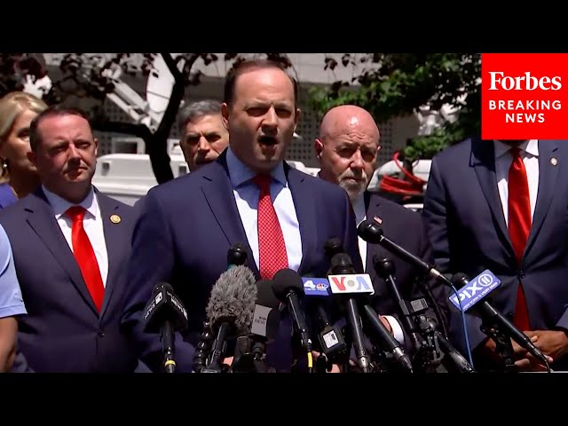 Allies Of Ex-President Trump Face Incessant Heckling At Press Briefing Outside NYC Hush Money Trial