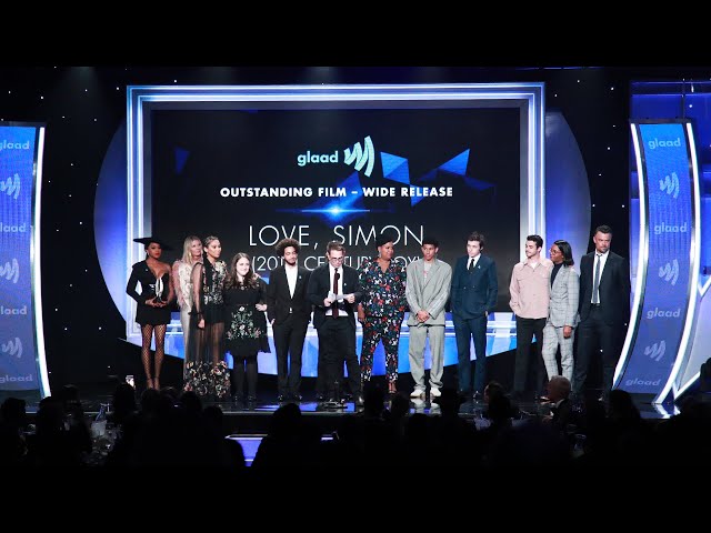 The Love, Simon team accepts the award for Outstanding Film - Wide Release at the GLAAD Media Awards