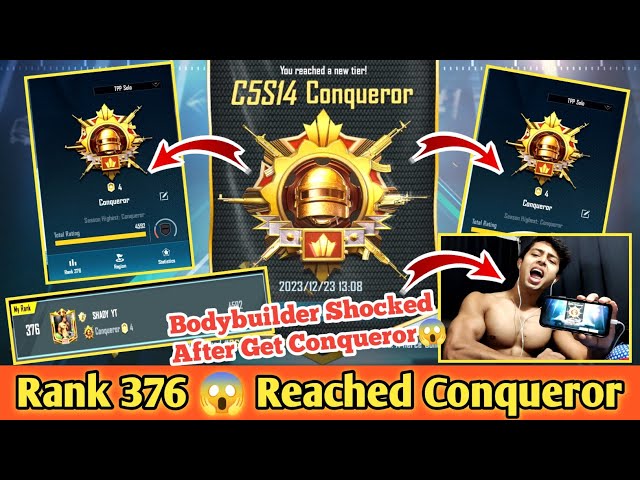 Finally 😱 Bodybuilder Reached Conqueror C5S14 🔥 16 Time Conqueror Record In Bgmi🥵 Hendcam Reaction 😍