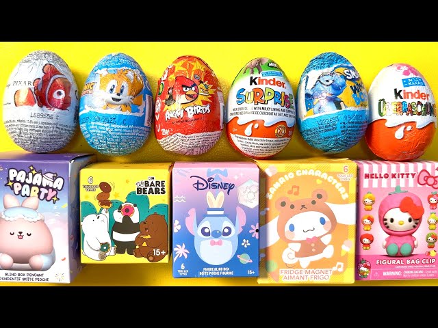 Unboxing ASMR Satisfying kinder egg, Angry Birds, Smurfs, Sonic, NO Talking Video