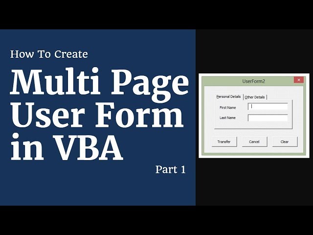 CREATE Multi Page User Form in Excel VBA [Employee Database]