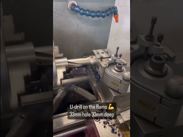 U-drill in a manual lathe
