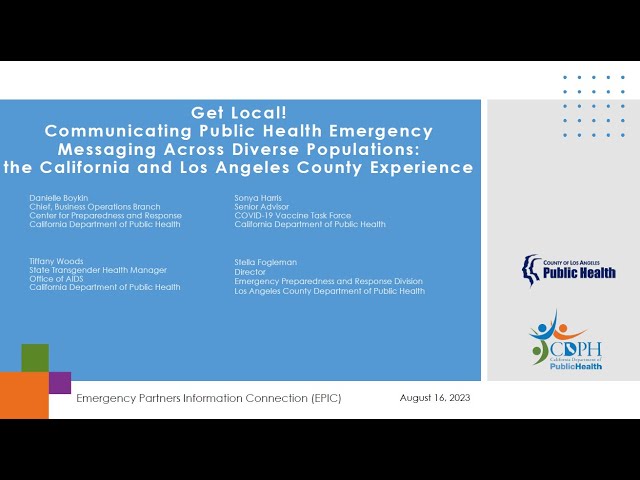 Communicating Public Health Emergency Messaging to Diverse Populations