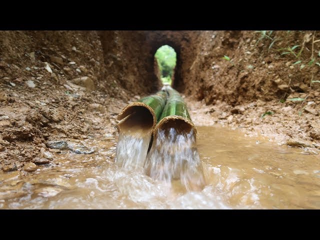 Primitive Technology: Build solidly Drainage tunnel by bamboo pipe - Part 2