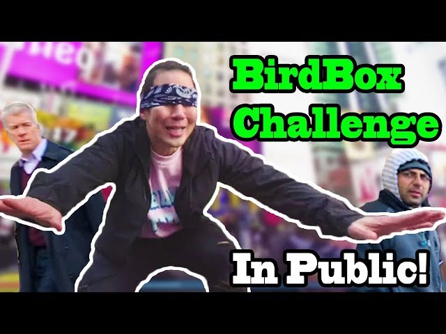 BIRD BOX Challenge in PUBLIC!!