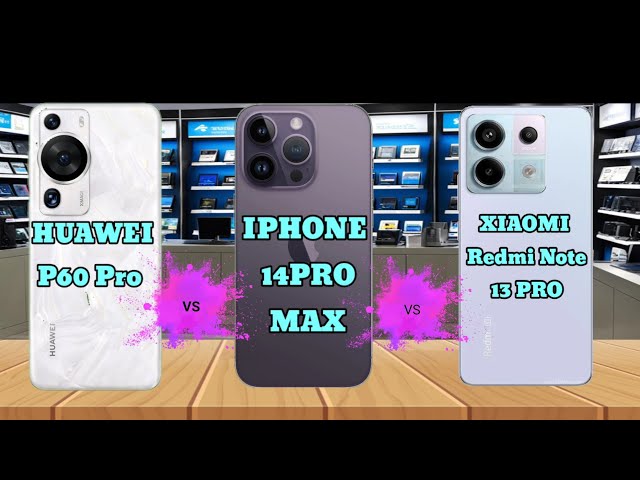 HUAWEI P60 PRO vs IPHONE 14PRO MAX vs XIAOMI Redmi Note 13PRO#iphone #samsung #xiaomi #vs