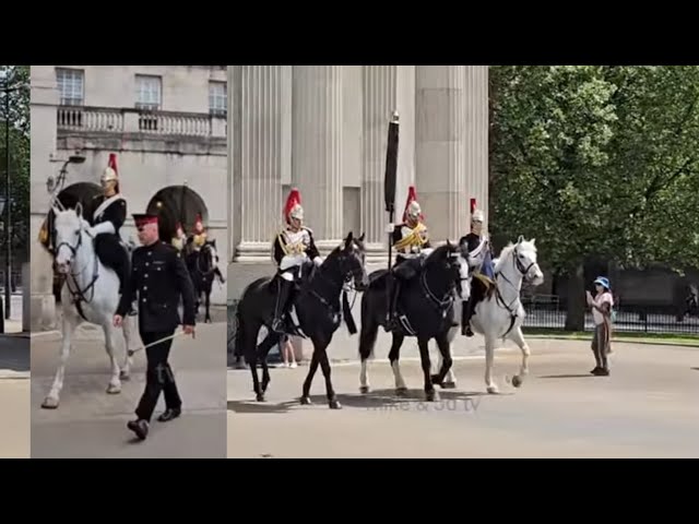C of H The Boss Comes Out With The Grey Leading Him Out Horse Guard Parade! EVERYONE STUNNED