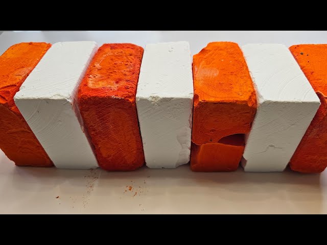 Fresh Buttery Soft Blocks - Orange with Plain Jane White - ASMR Gymchalk Crush - Pls Subscribe 🧡🤍🧡