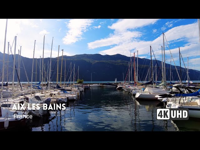 AIX LES BAINS - France - Lakeside Walk - walking Tour 2023 - 4k