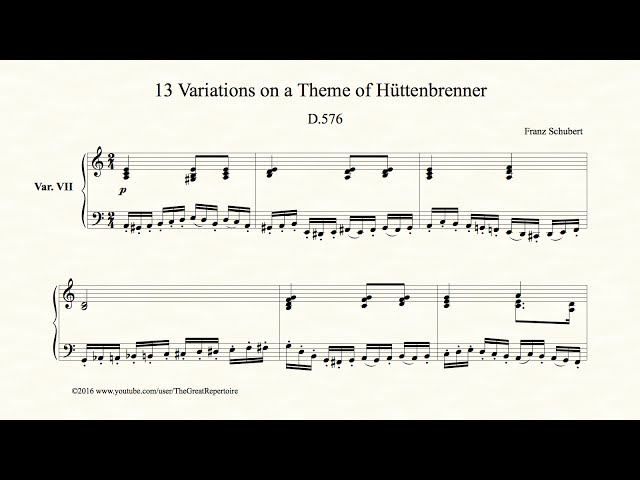 Schubert, 13 Variations on a Theme of Hüttenbrenner, D 576, Var 7
