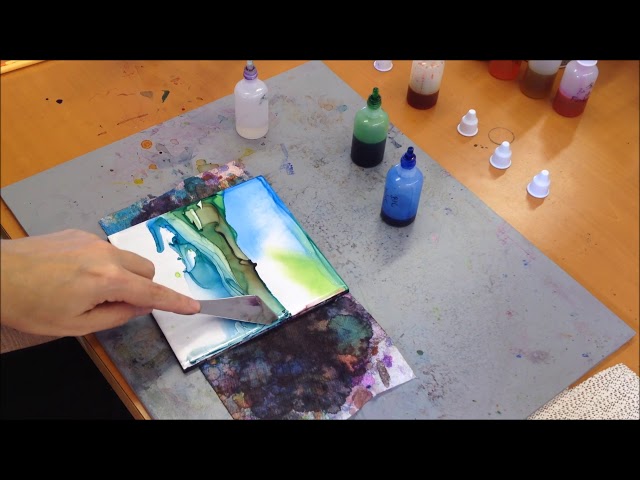 ALCOHOL INK Abstract Landscape Painting