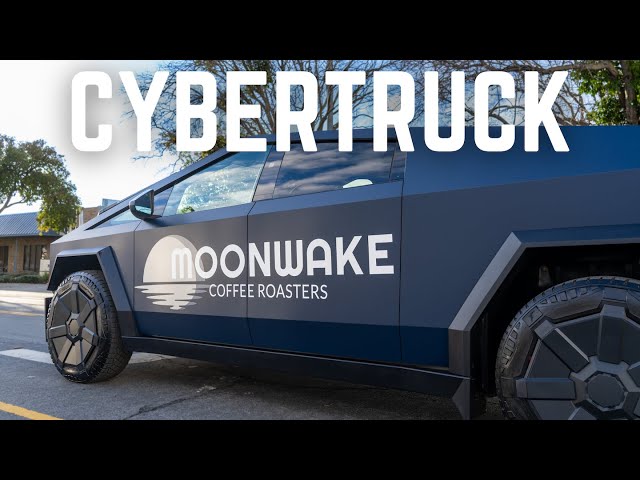 Cybertruck Vinyl Wrap with Moonwake Coffee Roasters Logo - 3M 2080 Indigo Blue