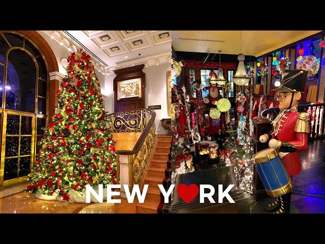 [4K]🇺🇸NYC Christmas Walk🎄 Midtown Manhattan, 6 &1/2 Ave, Lotte NY Palace🛕, Dinner at Papillon🍔🍺 2021
