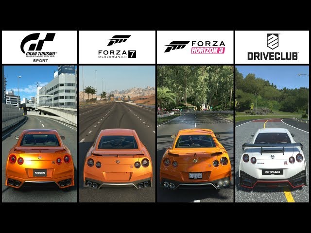 GT SPORT vs FORZA 7 vs FORZA HORIZON 3 vs DRIVECLUB - Nissan GT-R Race