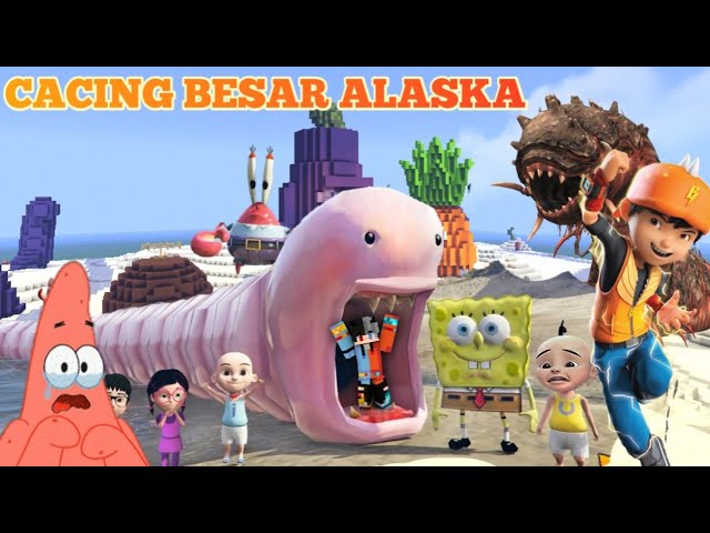 Boboiboy dan Upin Ipin Membantu Spongebob Melawan Cacing Besar Alaska di Bikini Bottom!
