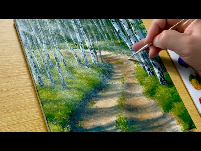 How to Draw a Forest Path / Acrylic Painting for Beginners