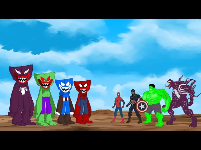 TEAM HULK: SPIDERMAN - Captain America - VENOM VS Evolution of Huggy Wuggy Superhero [HD]