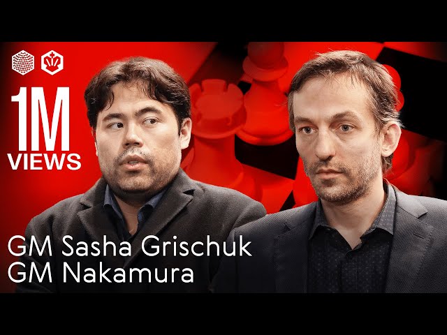Sasha Grischuk calculates three lines in his head while Nakamura listens