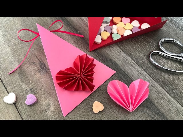 2 Paper Hearts + Triangular Box | Valentine's Crafts