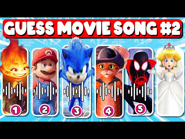 Guess The Movie By Song | Netflix Puss in Boots, Super Mario Bros, Sonic, spider Man , Elemental.#2