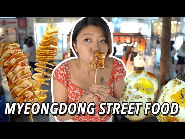 KOREAN STREET FOOD in Myeongdong 🧀🥔 Seoul Night Market Street Food Tour