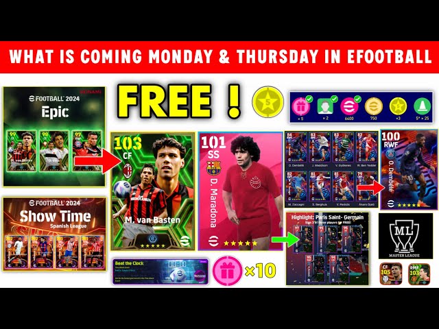 What Is Coming On Monday And Next Thursday In eFootball 2024 Mobile | New Epic Packs, Free Coins