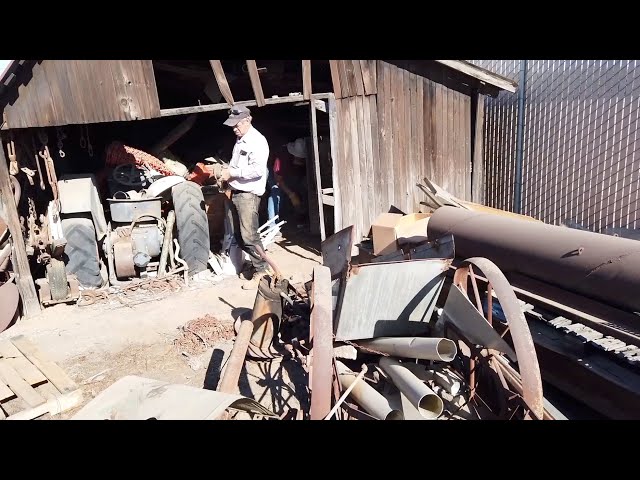 Digging Through Old Building Looking For Classic Tractor Parts - Irvin Baker Ripon, California