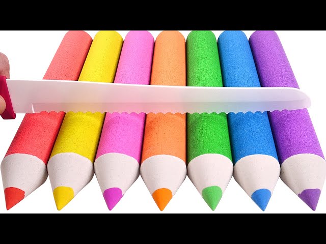 Satisfying Video | How To Make Pencil from Kinetic Sand Cake Cutting ASMR RainbowToyTocToc