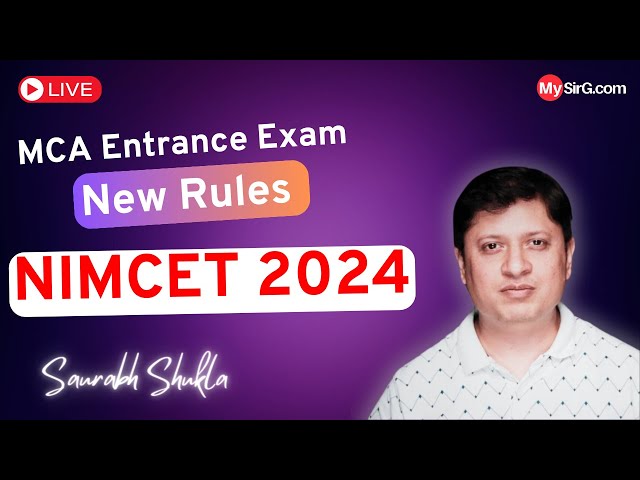 NIMCET 2024 - New Rules - MCA Entrance Exam | SUNDAY LIVE | OFFERS | Q n A | MySirG