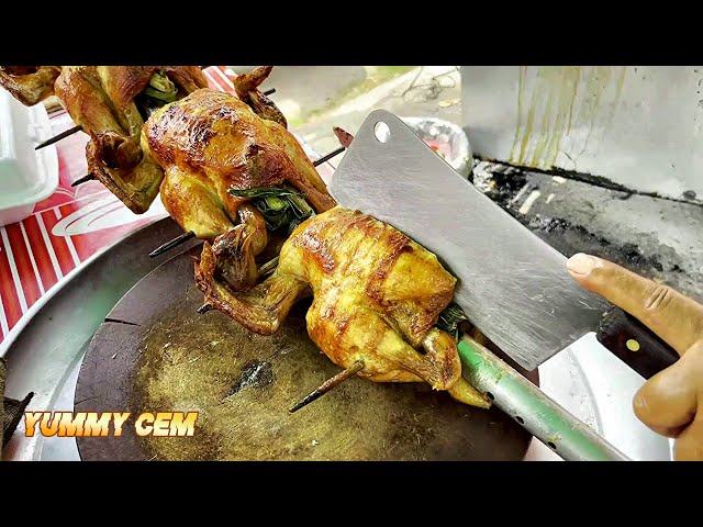 Cooking chicken in three different ways. Asian street food