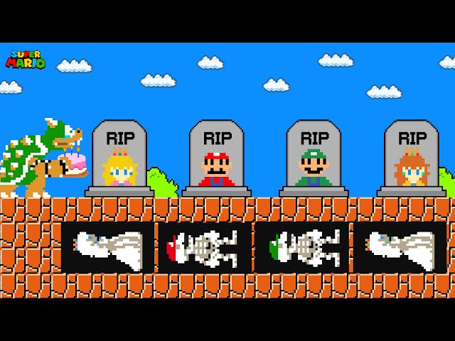 Bowser R.I.P Mario, Peach, Luigi and Daisy Skeleton in Super Mario Bros...Please Come Back
