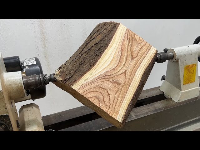 Ancient Woodturning Skills - A Masterpiece Art Quality With Excellent Wood Grain Patterns On Lathe