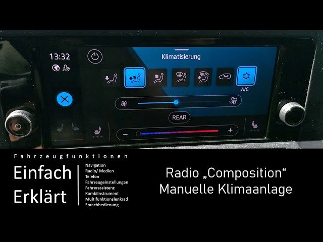VW Golf 8 Caddy T7 Multivan: Radio Composition- manuelle Klimaanlage, Lüftungssteuerung, Sitzheizung