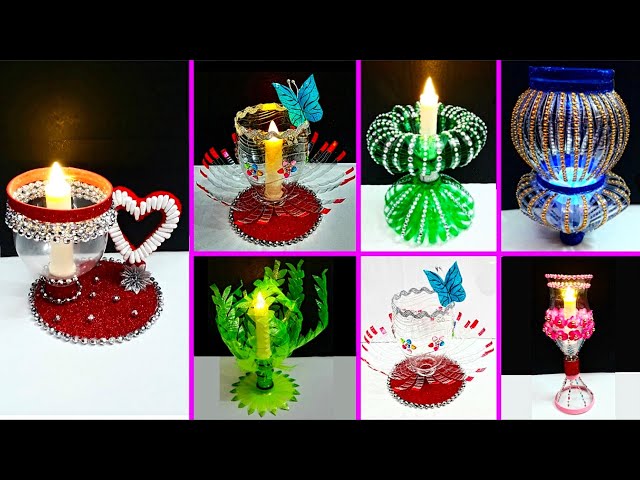 6 Economical Tealight Holder made with plastic bottle | Best out waste Christmas craft idea