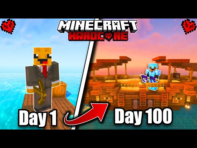 I Survived 100 Days on a RAFT in Minecraft Hardcore...