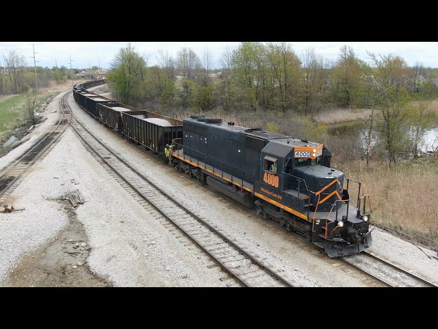 Wheeling and Lake Erie Railway stone trains and SD40 switching at Medina Ohio W&LE 4000  7002