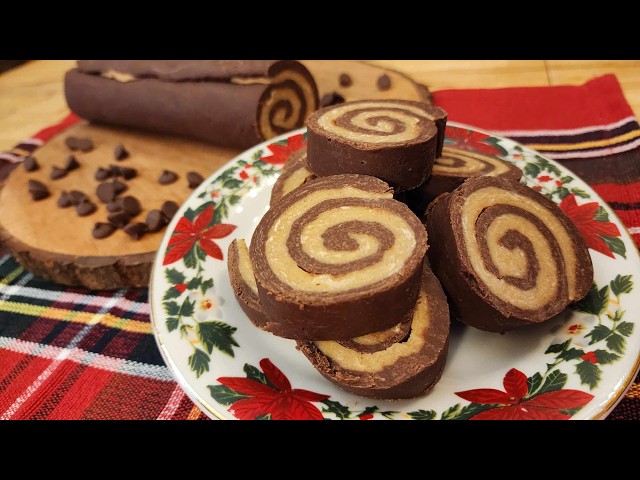 Chocolate Peanut Butter Fudge Pinwheel - Only 3 Ingredients - No Fail Recipe - The Hillbilly Kitchen
