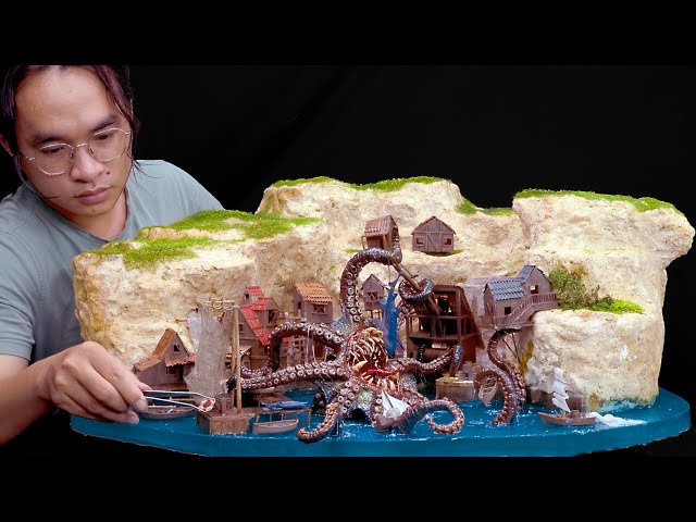 Diorama Of Kraken Attack Fishing Village