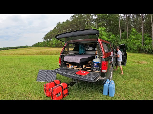 I walk thru my Truck Bed Camper build & DIY Jerry Can Mount - Road Tripping for 2 months out west!