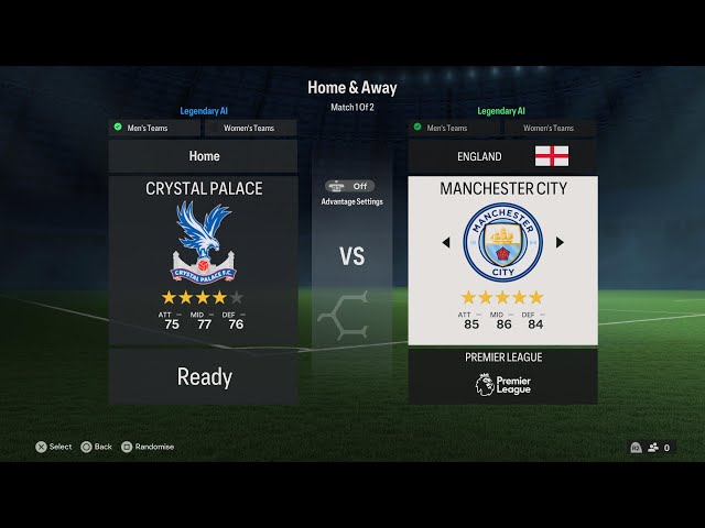 Premier League Crystal Palace VS Manchester City
