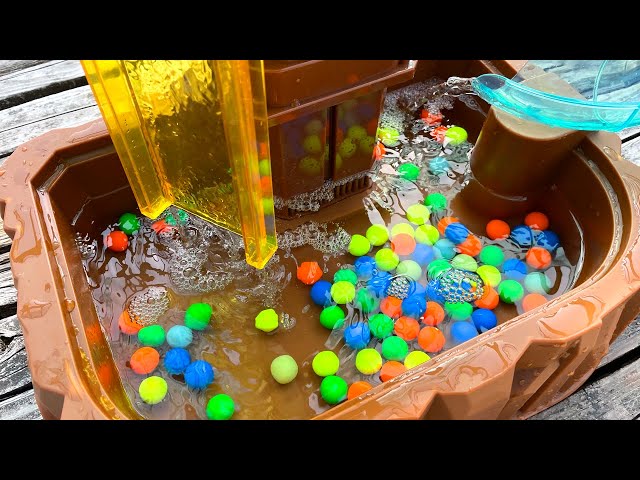 Marble run☆noodle water slide course. Healing sounds of water and marble